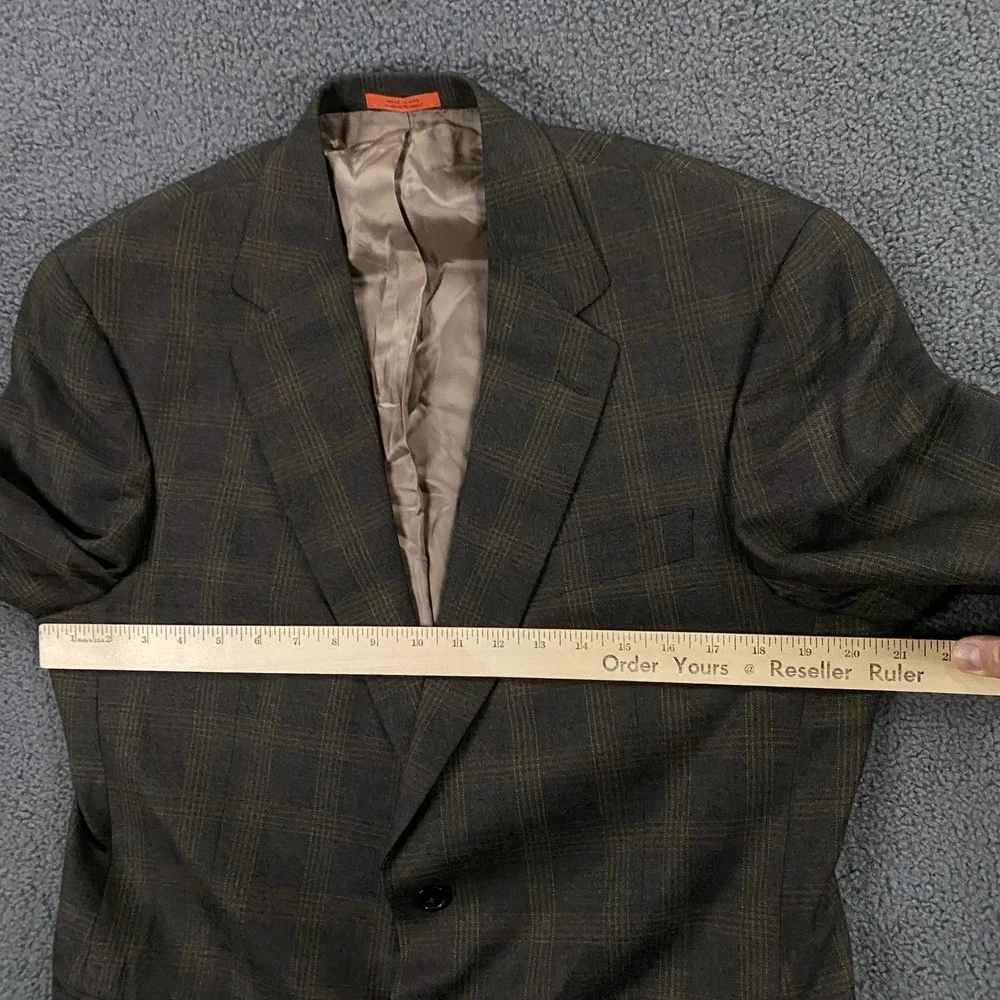 Hart Schaffer Marx Blazer size 40R Travelor Plaid Wool Brown Suit Jacket‎